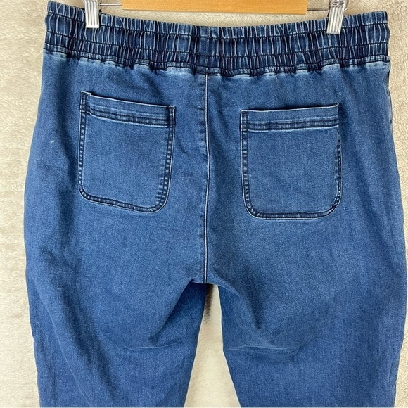 DISNEY Mickey Mouse Denim Joggers Large Patches - Picture 9 of 15